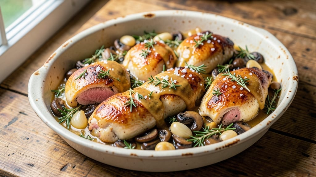 Jamie Oliver's Chicken and Mushroom Tray Bake Recipe: One-Pan Herb-Infused Harmony